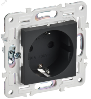 SKANDY Розетка с заземлением с защитными шторками 16А безвинтовое крепление SK-R06G графит IEK
