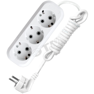 Удлинитель бытовой 3х2м с заземлением 16А АВС-пластик E-303