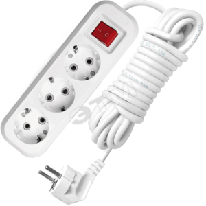 Удлинитель бытовой 3х5м с заземлением с выключателем 10А S-303