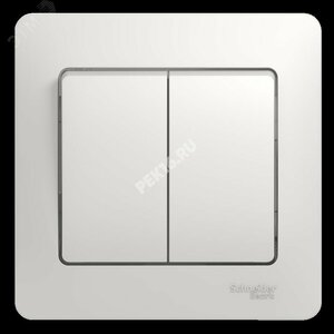 GLOSSA Выключатель двухклавишный в сборе белый сх.5