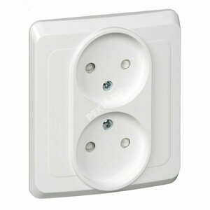 ЭТЮД Розетка двойная скрытая без заземления со шторками белая