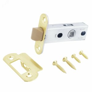 Защелка врезная универсальная без ручек для деревянных межкомнатных дверей, АЛЛЮР АРТ L45-8-PR18 SB золото матовое