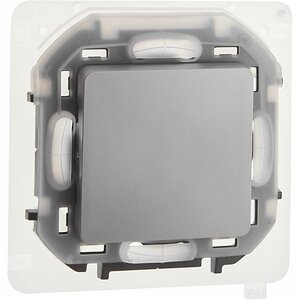 Выключатель 1-клавишный проходной 10АХ IP44 безвинтовое крепление алюминий INSPIRIA