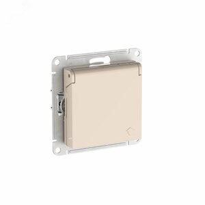 ATLASDESIGN РОЗЕТКА с заземлением со штораками с крышкой, 16А,IP20,мех., быстрозажимные клеммы, БЕЖЕВЫЙ