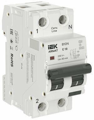 ARMAT Автоматический выключатель дифференциального тока B10N 1P+NP C10 30мА тип A (36мм) IEK
