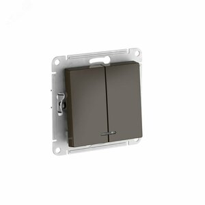 ATLASDESIGN 2-клавишный ВЫКЛЮЧАТЕЛЬ с подсветкой ,сх.5а, 10АХ, быстрозажимные клеммы, МОККО