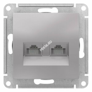 Розетка ATLASDESIGN двойная компьютерная RJ45+RJ45 категория 5E механизм алюминий