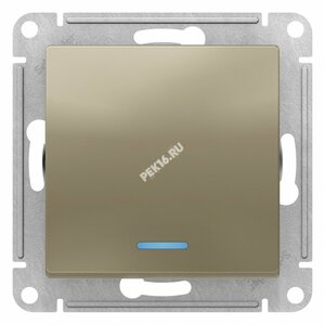 Выключатель одноклавишный ATLASDESIGN с подсветкой схема 1а 10АХ механизм шампань