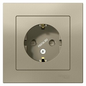 Розетка ATLASDESIGN с заземлением со шторками 16А в сборе шампань