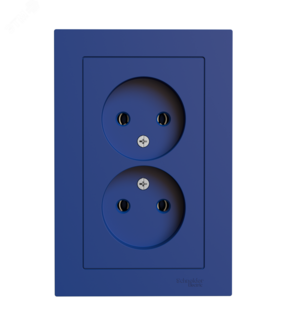 ATLASDESIGN РОЗЕТКА двойная без заземления,16А, в сборе, АКВАМАРИН