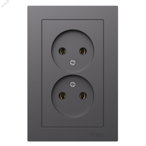 ATLASDESIGN РОЗЕТКА двойная без заземления,16А, в сборе, БАЗАЛЬТ