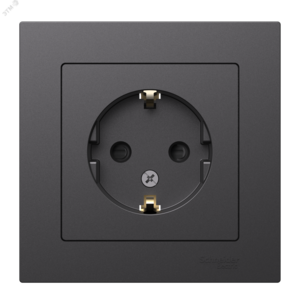 ATLASDESIGN РОЗЕТКА с заземлением со шторками, 16А, в сборе, БАЗАЛЬТ