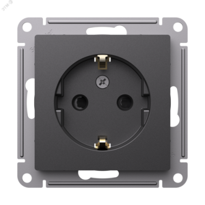 ATLASDESIGN РОЗЕТКА с заземлением со шторками, 16А, механизм, БАЗАЛЬТ