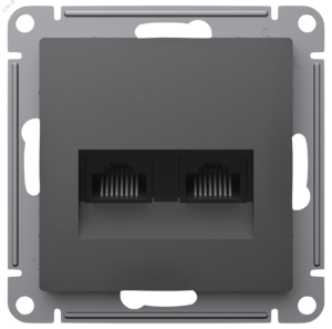 ATLASDESIGN РОЗЕТКА двойная компьютерная RJ45+RJ45, кат.5Е, механизм, БАЗАЛЬТ