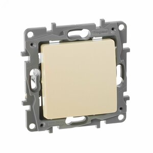 Выключатель 1-клавишный 10А безвинтовое крепление слоновая кость ETIKA