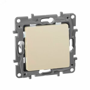 Выключатель 1-клавишный проходной 10А безвинтовое крепление слоновая кость ETIKA