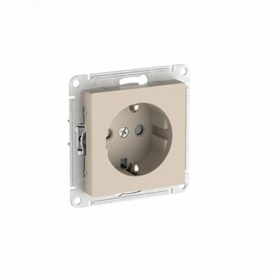 ATLASDESIGN РОЗЕТКА с заземлением со шторками, 16А, быстрозажимные клеммы, ПЕСОЧНЫЙ