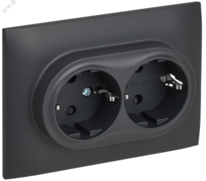 SKANDY Розетка 2-местная с заземлением с защитными шторками 16А в сборе SK-R07T титан IEK