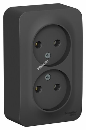 BLANCA  розетка наружная  двойная без заземл. без штор. изол.пл.,16а,250в, антрацит