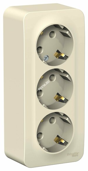 BLANCA розетка наружная 3-я с заземлением без шторками с изолирующей пластиной 16А, 250В, молочный