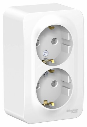 BLANCA  розетка наружная  двойная с заземлением со шторками, 16А, 250В, белый