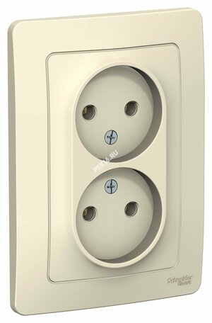 BLANCA скрытой установки розетка двойная без заземления без шторок, 16А, 250В, молочный