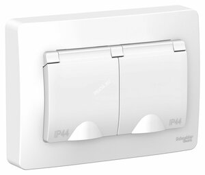 BLANCA скрытой установки ip 44 розетка двойная с заземл. со шторк., 16А, 250В, белый