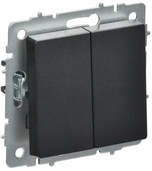 BRITE Выключатель 2-клавишный перекрестный 10А ВС10-2-3-БрЧ черный IEK
