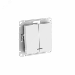 ATLASDESIGN 2-клавишный ВЫКЛЮЧАТЕЛЬ с подсветкой, сх.5а, 10АХ, быстрозажимные клеммы, БЕЛЫЙ