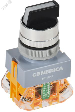 Переключатель D7-20X3 3 полож. 1з+1р черный GENERICA