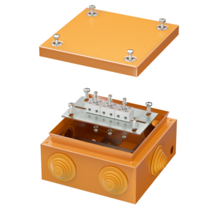 Коробка стальная FS с кабельными вводами и клеммниками IP55 150х150х80мм 6р  450V 6A  4мм.кв.