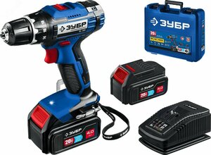Дрель-шуруповерт 20В, 2 АКБ (4Ач), в кейсе, Профессионал