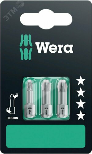 Бита торсионная 851/1 TZ PH SB вязкая твердость хвостовик 1/4 C 6.3 3 шт PH 1×25 PH 2×25 PH 3×25 с держателем-еврослот