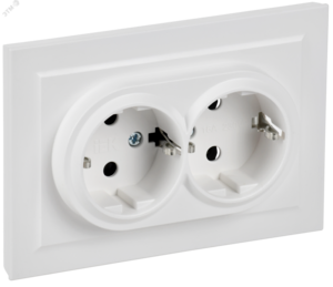BRITE Розетка 2-местная с заземлением без защитных шторок 16А в сборе РС12-3-БрАБ арктический белый IEK