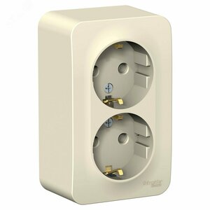 BLANCA  розетка наружная  двойная с заземлением без шторок, 16А, 250В, молочный