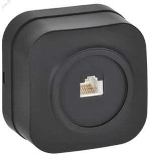 GLORY Розетка для открытой установки компьютерная RJ45 кат.5E РК10-ХЧм черный матовый IEK