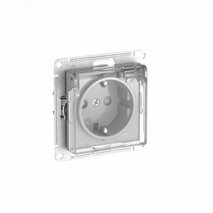 ATLASDESIGN AQUA РОЗЕТКА с заземлением со шторками с прозрачной крышкой, 16А,IP44, быстрозажимные клеммы,АЛЮМИН