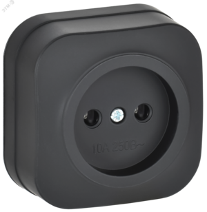 GLORY Розетка 1-местная для открытой установки без заземления без защитных шторок 10А РС20-2-ХЧм черный матовый IEK