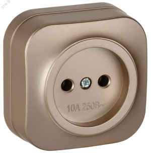 GLORY Розетка 1-местная для открытой установки без заземления без защитных шторок 10А РС20-2-ХШм шампань матовый IEK