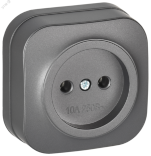 GLORY Розетка 1-местная для открытой установки без заземления без защитных шторок 10А РС20-2-ХСм сталь матовый IEK