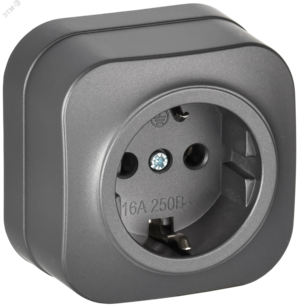 GLORY Розетка 1-местная для открытой установки с заземлением без защитных шторок 16А РС20-3-ХСм сталь матовый IEK