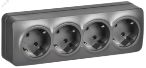 GLORY Розетка 4-местная для открытой установки с заземлением без защитных шторок 16А РС24-3-ХСм сталь матовый IEK