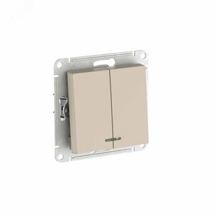 ATLASDESIGN 2-клавишный ВЫКЛЮЧАТЕЛЬ с подсветкой ,сх.5а, 10АХ,мех., быстрозажимные клеммы, ПЕСОЧНЫЙ