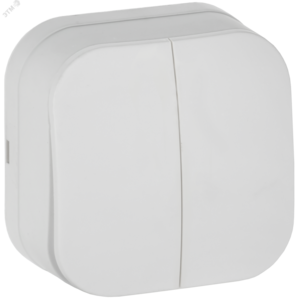 GLORY Выключатель 2-клавишный для открытой установки 10А ВС20-2-0-ХБм белый матовый IEK