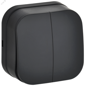 GLORY Выключатель 2-клавишный для открытой установки 10А ВС20-2-0-ХЧм черный матовый IEK