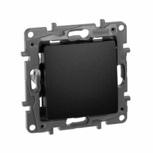 Выключатель 1-клавишный 10А безвинтовое крепление антрацит ETIKA