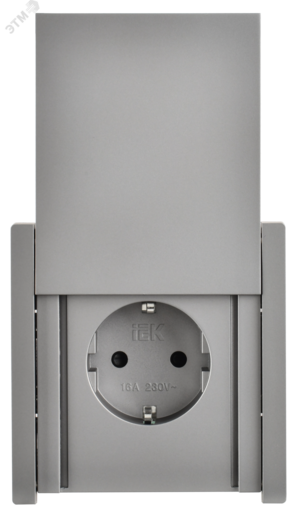 FORTE&PIANO Розетка 1-местная с заземлением с защитными шторками и крышкой безвинтовое крепление 16А IP44 FP519 сталь IEK