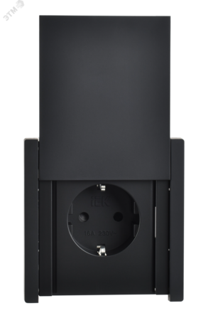 FORTE&PIANO Розетка 1-местная с заземлением с защитными шторками и крышкой винтовое крепление 16А IP44 FP121 черный IEK
