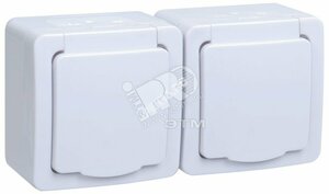 Гермес PLUS Розетка двойная наружная с заземлением с крышкой IP54 (ERMP22-K01-16-54-EC)