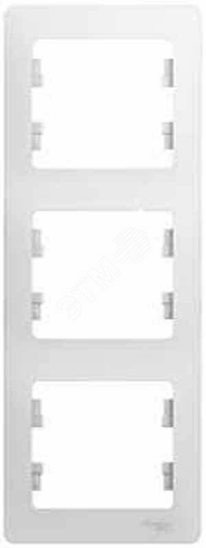 GLOSSA Рамка 3 поста вертикальная белая